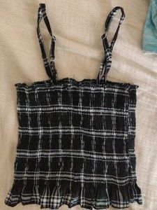 Black checked crop top