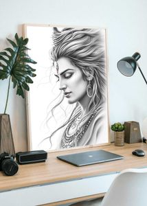 Lord Shiva Sketch Art Print