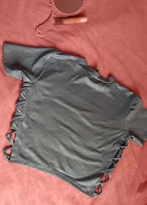 Tokyo Talkies Sky Blue Crop Top