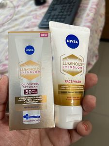 Nivea New Luminous evenglow facewash and day cream