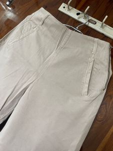 Beige Wide Leg Pants