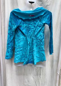 323010. Teal Velvet Hooded Shrug