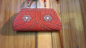 Red Beaded Clutch