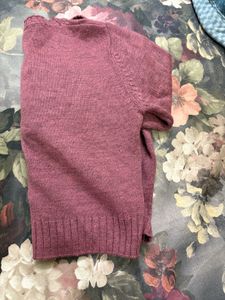 Brown Knit V-Neck Sweater