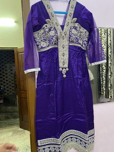 Heavy Embroidered Purple Kurti