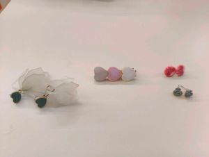 Cute Earrings Combo with heart clip