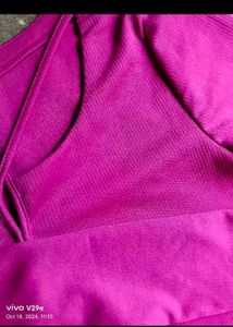 Long Sleeve Magenta Crop Top