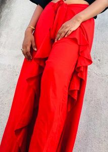 Red Ruffle Palazo