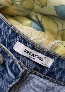 Freakins Distressed Baggy Leg Jeans