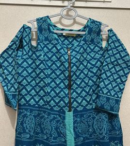 Teal Printed Maxi Dress