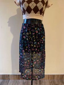 Floral High-Low Skirt