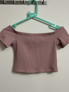 Pink Off-shoulder Crop Top (Never Worn)