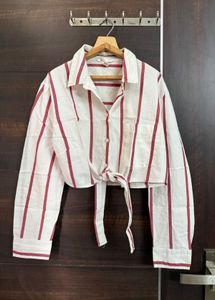 H&M Tie-Front Cropped Shirt