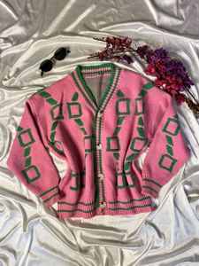Pink Patterned Cardigan