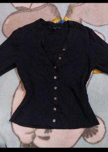 Black Ribbed Cardigan