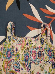 Floral Print Smocked Crop Tank Top