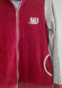 Burgundy &amp; Grey Zip-Up Hoodie