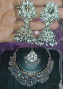 Silver Rhinestone Jewelry Set