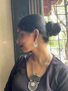 Silver Oxidised Earrings &amp; Necklace
