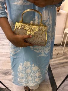 Bridal Gold Clutch/ Handle Bag