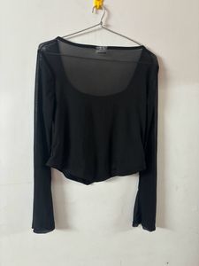 black mesh top