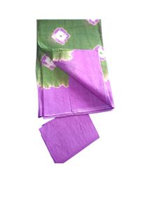 Lavender With Green Batik Cotton Saree New