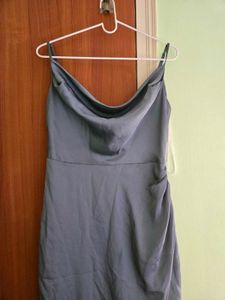 Silky Greyish blue Slip Dress