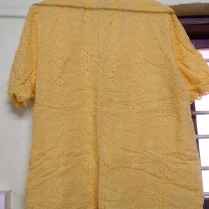 Yellow Eyelet Top
