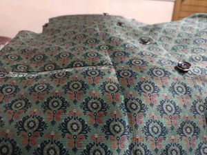 Green Patterned Kurta Top