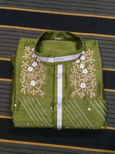Green Embroidered Kurta Set
