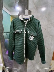 Green Quilted Jacket with Sherpa Collar