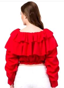 Red Ruffle Crop Top