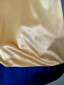 Satin Cream Skirt With Blue Border For Girls/Women&#39;s
