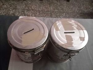 two steel gullak (Set of 2)