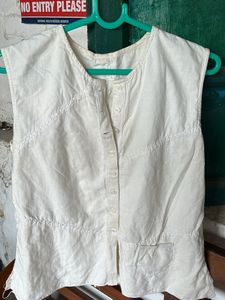 Women Offwhite Armless Top
