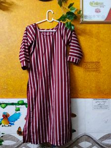 Striped Maroon Kurta