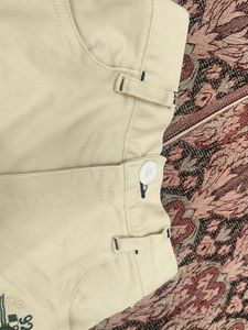 Beige Embroidered Jeans