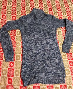 Classic Blue-Black Longline Winter Sweater Unisex