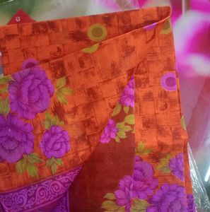 Orange Floral MALA Saree