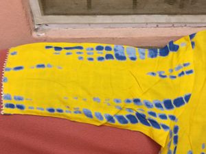 BrandNew Yellow&amp;Blue Tie-DyeKurta+GentlyUsed Bott