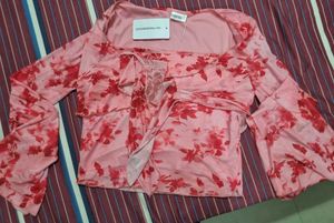 Pink Floral Wrap Top!!