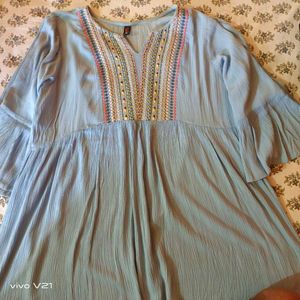 Embroidered Blue 💙 Top &amp; Black Skirt