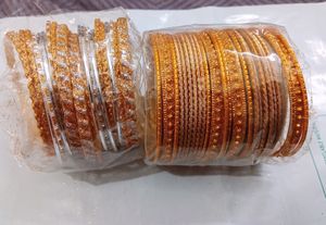 Metal Gold Glitter and Silver shine Chudiya Combo