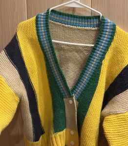 Korean Colorful Striped Knit Cardigan