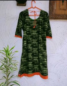 Olive Embroidery Work Kurta