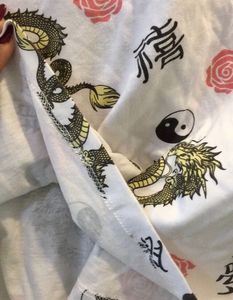 Yin &amp; Yang Dragon Japanese T-shirt In White