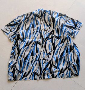 Abstract Print Shiny Shirt For Women