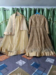 mastani anarkali  dress all over golden colour loo