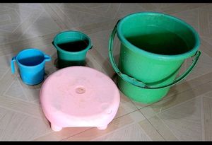 bucket 🪣 &amp; mug &amp; bath stand set
