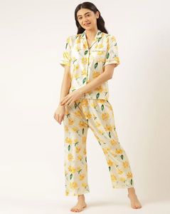 Floral Print Satin Pajama Set